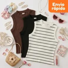 Blusinha de Menina Camiseta Infantil Regata Juvenil Canelada Blogueirinha Confortável