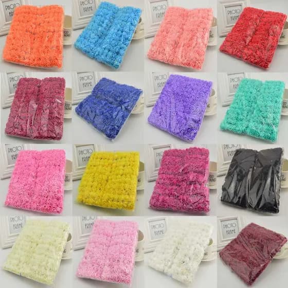 Pacote com 144 Mini Rosas de EVA Rosinhas Artificiais  - Diversas Cores