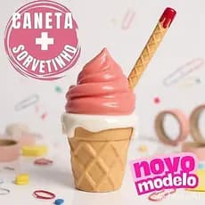 🧁 Porta Lápis Decorativo com Caneta | Organizador de Mesa Kawaii e Presente Criativo