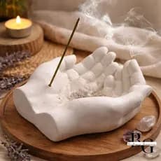 Incensário – Porta Incenso Moderno Zen para Sala, Quarto e Meditação - Mãos em Pedra Decorativo