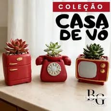 ❤️ Kit 3 Cachepôs Decorativos Retrô Vintage Telefone TV Geladeira Porta Plantas - Decoração retro