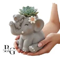 Cachepô Suculentas Elefante em Gesso | Vaso Decorativo para Suculentas | vaso de gesso