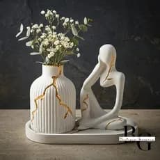 ✨Vaso, Pensador e Bandeja Kintsugi Dourado - Kit Exclusivo Realeza  - Coleção Completa Disponível