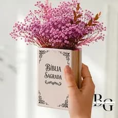 📚 Vaso Decorativo Bíblia Sagrada | Decoração Cristã Religiosa para Flores, Sala e Quarto