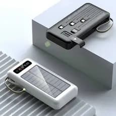 Carregador Portátil Power Bank Solar 20.000mah Com cabos 5 Em1 LED lanterna
