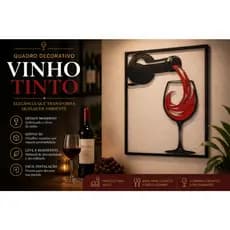 Quadro Decorativo Vinho Tinto para Parede Sala Cozinha Bar Área Gourmet