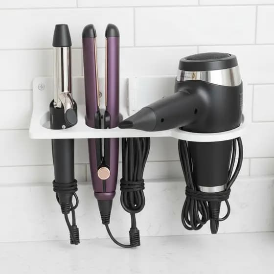 Suporte Multifuncional De Parede Para Secador Chapinha e Babyliss Organizador De Banheiro 3 Em 1 Resistente