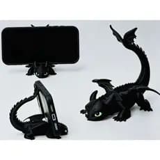 Suporte para Celular Dragão Preto Decorativo | Base para Smartphone Mesa Gamer Presente Geek