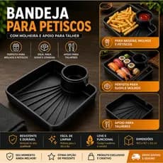 Bandeja de Petiscos com Porta Molho | Ideal para Batata Frita, Sushi, Churrasco e Aperitivos