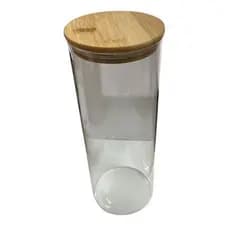 Pote Hermetico Vidro Borossilicato Tampa Bambu Sustentavel Grande Capacidade Armazenamento
