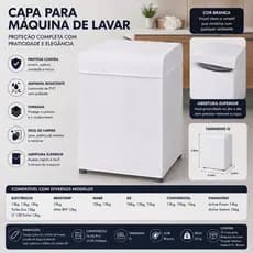 Capa Protetora Forrada Resistente Abertura Superior Grande Branca Maquina Lavar