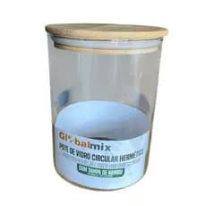 Pote Vidro Hermético Multiuso Tampa Bambu 800ml Armazenamento Seguro Versátil Frescor Sustentável