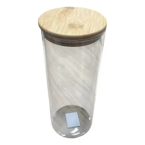 Pote Vidro Borossilicato 1800ml Tampa Bambu Hermetico Resistente Armazenamento Seguro Preservacao Alimentos