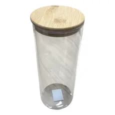 Pote Vidro Borossilicato 1800ml Tampa Bambu Hermetico Resistente Armazenamento Seguro Preservacao Alimentos