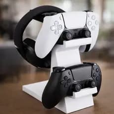 Suporte Headset Branco Gamer Porta Controle PS5 PS4 Xbox Organizador Mesa Setup Gamer Premium