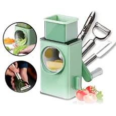 Kit de Cozinha Cortador Ralador e Fatiador e 3 Descascadores de Legumes de Inox
