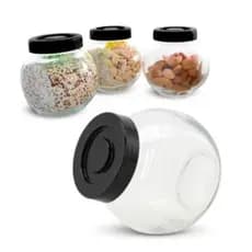 Kit 4 Potes de Vidro para Condimentos 180ml com Tampa Preta porta temperos