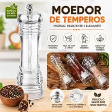 Moedor de Sal e Pimenta Do Reino para Churrasco de Acrílico Grande