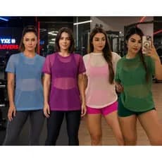 Blusa Feminina de Tela Arrastão para treino Camiseta Feminina Tela Arrastão Fitness Blusa de Academia camiseta de tela