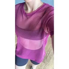 Blusa Academia de tela arrastão cor: Fucsia