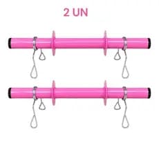 Barra oca 40 cm KIT 2 UN Rosa Halter musculação exercícios Anilha com presilhas Boby Pump