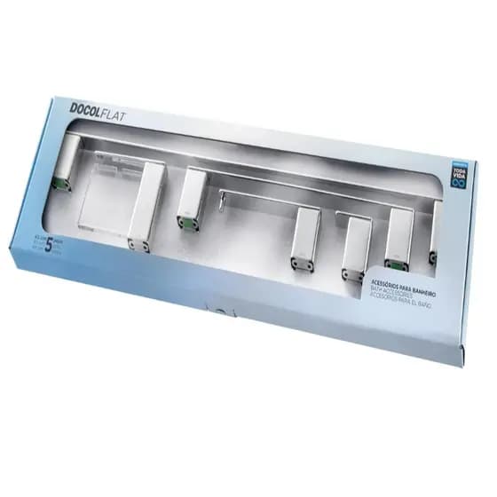 Kit acessórios de parede para lavatório DocolFlat cromado
