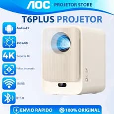 AOC Projetor Sealed Lens Full HD 1080P LED Portátil Projetor 4k 450 ANSI Android 9 Wi-Fi Bluetooth Home Theater