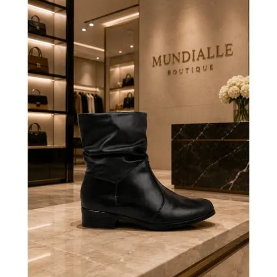 Bota Feminina Coturno Cano Curto Enrugada  Confortável Envio Imediato!!