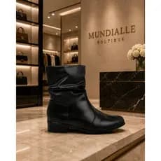 Bota Feminina Coturno Cano Curto Enrugada  Confortável Envio Imediato!!