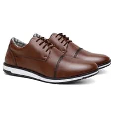 Sapato Oxford de Couro Masculino Sapatênis Casual Inglês de Amarrar Derby Confortável na Promoção
