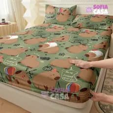 Capivara Jogo De Lençol02 e 03 Peças Não desaparecerá SOLTEIRO CASAL QUEEN Percal Ponto Palito Estampado