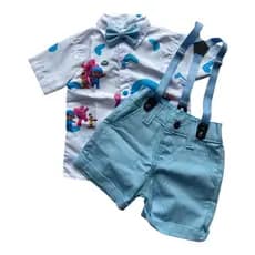 Conjunto Suspensório Pocoyo menino Personagem Festa Aniversário Menino Gravata