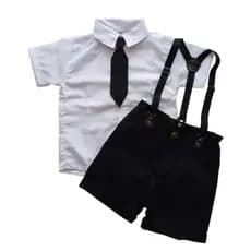 Conjunto infantil Social Menino Personagens Poderoso Chefinho Festa Aniversário Suspensório  Gravata Camisa
