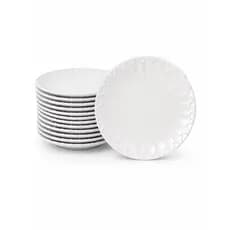Prato Raso Melamina Branco 25cm com Relevo Ondulado Resistente e Durável para Refeições e Restaurante