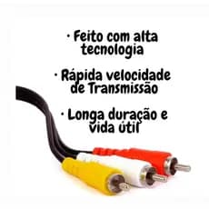 Cabo Av áudio vídeo RCA X RCA 2 metros resistente novo tv dvd som radio video game