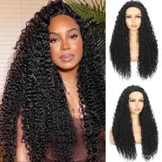 Peruca feminina pequena encaracolada três em um cordão de fibra química capa de cabelo longo encaracolado cabeça de cabe