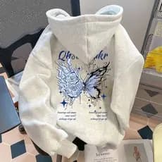 Moletom com Capuz Pelúcia Inverno 2025 High Street borboleta Retro Unissex REF 1651