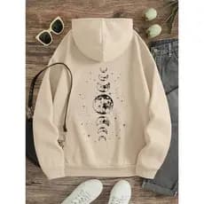 Blusa Moletom Feminino unissex Canguru Com Capuz e Bolso Estampada LUA