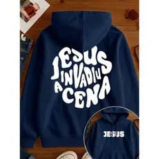 Moletom masculino 100% algodão estampado JESUS INVADIU A CENA
