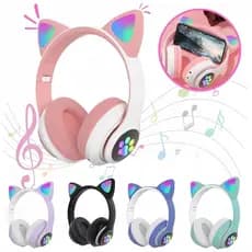 Fone De Ouvido Bluetooth Orelha Gatinho Infantil Led Sem Fio