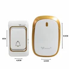 Campainha Externa Sem Fio Com Alcance De Ate 100 M Branca com Dourado, Preto e Branca com Azul