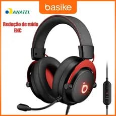 Basike Fone De Ouvido Headset Gamer com Fio Profissional  Consoles/Computadores/Laptops/TVS