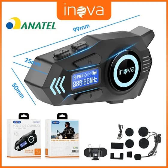 INOVA Motocicleta Sem Fio Bluetooth 6.0 Fone de Ouvido Capacete de Chamadas Mãos Livres À Prova D'Água Intercom-BT