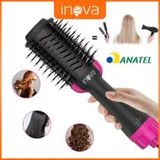 INOVA Elétrica Secador de cabelo Professinal 2 em 1 Escova Oval Easy Escova Secadora e Alisadora 110v e 220v