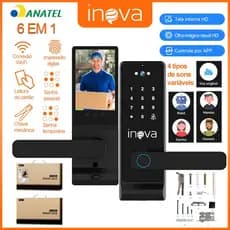 INOVA Fechadura Digital Biométrica Inteligente C Om Tela De 4 Polegadas Para Monitoramento WiFi
