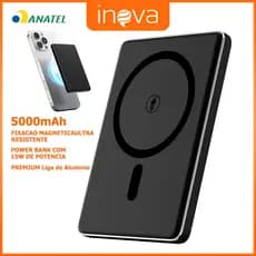 INOVA Power Bank 5000mAh para iPhone MagSafe, Portátil e Potente