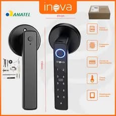 INOVA Fechadura Digital Biométrica Preta Eletrônica Segurança Entrada Sem Chave para Portas