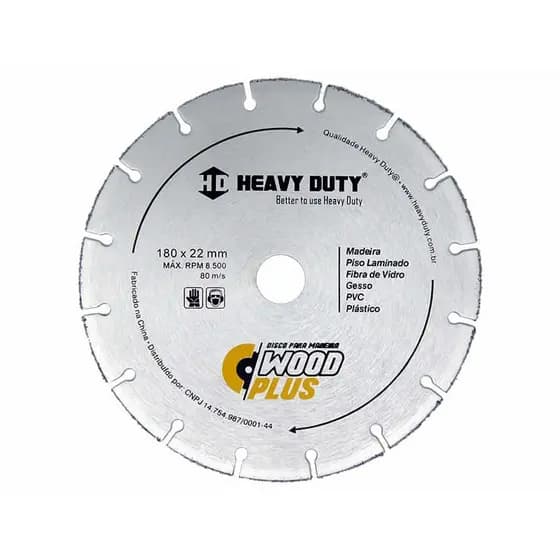 Disco Para Madeira Tungstenio 180X22 - 1 Peça - Heavy Duty