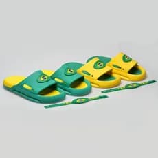 Kit 2 Pares Chinelo Slide Nuvem Brasil Confortável Antiderrapante Sandália Leve Praia Piscina + 2 Pulseiras de Brinde