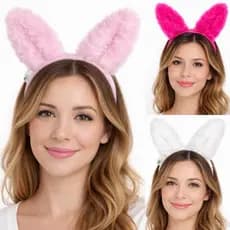 Tiara Coelhinha com LED Pisca | Orelha de Coelho Pelúcia Fantasia Páscoa Halloween Carnaval - Arco coelho piscante